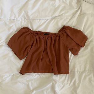 Rust Brown/ Burnt Siena Off Shoulder Top
